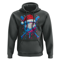 Christmas Baseball Ice Cream Drip Hoodie Santa Sports Xmas Light Boys Sprinkles Baseball Bat - Wonder Print Shop