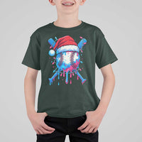 Christmas Baseball Ice Cream Drip T Shirt For Kid Santa Sports Xmas Light Boys Sprinkles Baseball Bat - Wonder Print Shop