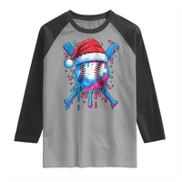 Christmas Baseball Ice Cream Drip Raglan Shirt Santa Sports Xmas Light Boys Sprinkles Baseball Bat - Wonder Print Shop