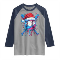 Christmas Baseball Ice Cream Drip Raglan Shirt Santa Sports Xmas Light Boys Sprinkles Baseball Bat - Wonder Print Shop