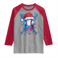 Christmas Baseball Ice Cream Drip Raglan Shirt Santa Sports Xmas Light Boys Sprinkles Baseball Bat - Wonder Print Shop