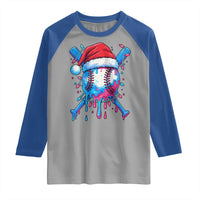 Christmas Baseball Ice Cream Drip Raglan Shirt Santa Sports Xmas Light Boys Sprinkles Baseball Bat - Wonder Print Shop