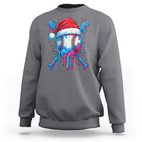 Christmas Baseball Ice Cream Drip Sweatshirt Santa Sports Xmas Light Boys Sprinkles Baseball Bat - Wonder Print Shop