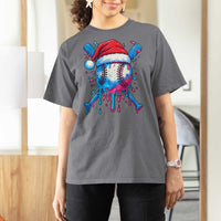 Christmas Baseball Ice Cream Drip T Shirt For Women Santa Sports Xmas Light Boys Sprinkles Baseball Bat - Wonder Print Shop