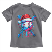 Christmas Baseball Ice Cream Drip Toddler T Shirt Santa Sports Xmas Light Boys Sprinkles Baseball Bat - Wonder Print Shop