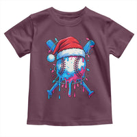 Christmas Baseball Ice Cream Drip Toddler T Shirt Santa Sports Xmas Light Boys Sprinkles Baseball Bat - Wonder Print Shop