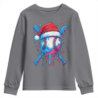 Christmas Baseball Ice Cream Drip Youth Sweatshirt Santa Sports Xmas Light Boys Sprinkles Baseball Bat - Wonder Print Shop