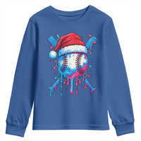 Christmas Baseball Ice Cream Drip Youth Sweatshirt Santa Sports Xmas Light Boys Sprinkles Baseball Bat - Wonder Print Shop