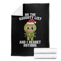 Funny Christmas Throw Blanket On the Naughty List I Regret Nothing Kawaii Bubu - Wonder Print Shop