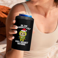 Funny Christmas 4 in 1 Can Cooler Tumbler On the Naughty List I Regret Nothing Kawaii Bubu - Wonder Print Shop