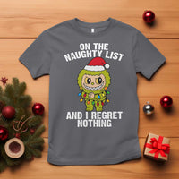 Funny Christmas T Shirt On the Naughty List I Regret Nothing Kawaii Bubu - Wonder Print Shop