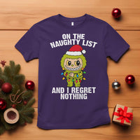 Funny Christmas T Shirt On the Naughty List I Regret Nothing Kawaii Bubu - Wonder Print Shop