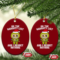 Funny Xmas Ceramic Ornament On the Naughty List I Regret Nothing Kawaii Bubu - Wonder Print Shop