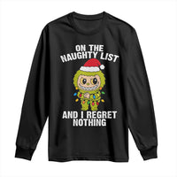Funny Christmas Long Sleeve Shirt On the Naughty List I Regret Nothing Kawaii Bubu - Wonder Print Shop