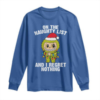 Funny Christmas Long Sleeve Shirt On the Naughty List I Regret Nothing Kawaii Bubu - Wonder Print Shop