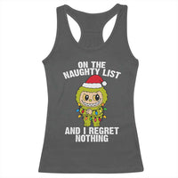 Funny Christmas Racerback Tank Top On the Naughty List I Regret Nothing Kawaii Bubu - Wonder Print Shop