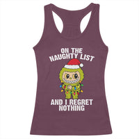 Funny Christmas Racerback Tank Top On the Naughty List I Regret Nothing Kawaii Bubu - Wonder Print Shop