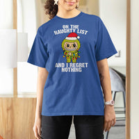 Funny Christmas T Shirt For Women On the Naughty List I Regret Nothing Kawaii Bubu - Wonder Print Shop