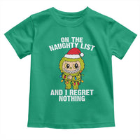 Funny Christmas Toddler T Shirt On the Naughty List I Regret Nothing Kawaii Bubu - Wonder Print Shop