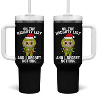 Funny Christmas Tumbler With Handle On the Naughty List I Regret Nothing Kawaii Bubu - Wonder Print Shop