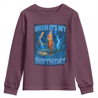 Bruh Its My Birthday Youth Sweatshirt Italian Brainrot Meme Birthday Kids Family Party Bday - Wonder Print Shop