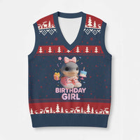 Birthday Girl V-Neck Knit Sweater Vest Italian Brainrot Meme Party Funny Las Tralaleritas - Wonder Print Shop