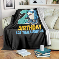 2 Years Old Birthday Brainrot Throw Blanket Funny Tralalero Tralala Los Tralaleritos Meme Shark
