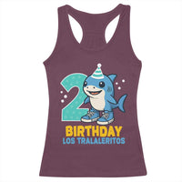 2 Years Old Birthday Brainrot Racerback Tank Top Funny Tralalero Tralala Los Tralaleritos Meme Shark