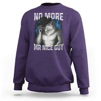 Funny Alpha Wolf Sweatshirt No More Mr Nice Guy Unhinged Brainrot Meme Vintage Bootleg - Wonder Print Shop