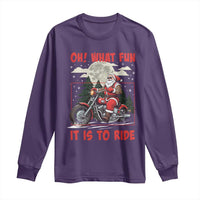 Motorcycle Biker Santa Christmas Long Sleeve Shirt Oh What Fun It is To Ride