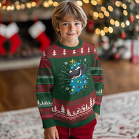 Christmas Penguin Knitted Sweatshirt Funny Animals Xmas Tree Lights Boys Kids - Wonder Print Shop