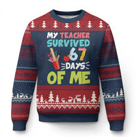 My Teacher Survived 67 Days Of Me Ugly Christmas Sweater Funny Six Seven Teen Gen Z Alpha Meme - Wonder Print Shop