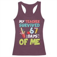 My Teacher Survived 67 Days Of Me Racerback Tank Top Funny Six Seven Teen Gen Z Alpha Meme - Wonder Print Shop