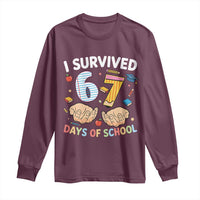 I Survived 67 Days of School Funny Six Seven Meme Long Sleeve Shirt - Wonder Print Shop