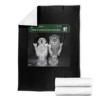 There is Motion at Your Front Door Throw Blanket Funny Golden Retriever Dog And Lion Motion Meme - Wonder Print Shop