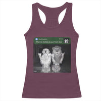 There is Motion at Your Front Door Racerback Tank Top Funny Golden Retriever Dog And Lion Motion Meme - Wonder Print Shop