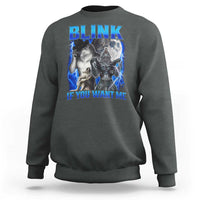 Funny Alpha Wolf Meme Sweatshirt Blink If You Want Me Bootleg Cringe Humor - Wonder Print Shop