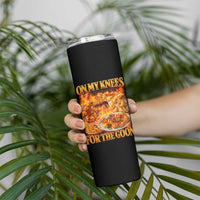 Funny Crab Rangoon Meme Skinny Tumbler Vintage 90s Style On My Knees Bootleg Graphic - Wonder Print Shop