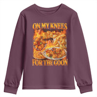 Funny Crab Rangoon Meme Youth Sweatshirt Vintage 90s Style On My Knees Bootleg Graphic - Wonder Print Shop