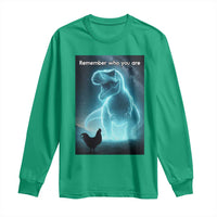Remember Who You Are Long Sleeve Shirt Funny Evolution Joke Meme Chicken Dinosaur - Wonder Print Shop