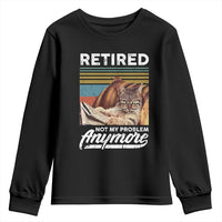 Funny Cat Retired Youth Sweatshirt Not My Problem Anymore 90s Vintage Style