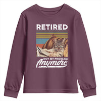Funny Cat Retired Youth Sweatshirt Not My Problem Anymore 90s Vintage Style