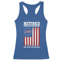 Funny Retired 2025 Racerback Tank Top Under New Management See Wife for Details American Flag