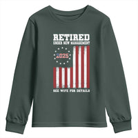 Funny Retired 2025 Youth Sweatshirt Under New Management See Wife for Details American Flag