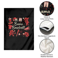 Alabama Baseball Garden Flag Cute Trendy Bama Fan Game Day Doodle