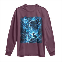 French Bulldog Howling To The Moon Long Sleeve Shirt Vintage Graphic Dog Lovers Silly Frenchy Bulldog Mom