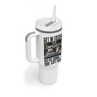 Get In Loser Were Going To The Cottage Tumbler With Handle Funny Cat Gifts Internet Memes