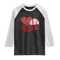 Alabama Fan Raglan Shirt AL Baseball Heart Graphic Sports Style 80s 90s