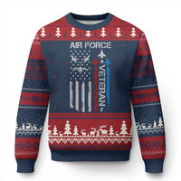 Air Force Veteran Ugly Christmas Sweater Distressed American Flag Retired Dad Grandpa