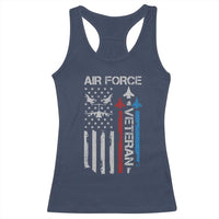 Air Force Veteran Racerback Tank Top Distressed American Flag Retired Dad Grandpa
